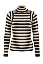 Linh Contour Stripe Knit Top - Black/Latte