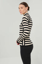 Linh Contour Stripe Knit Top - Black/Latte