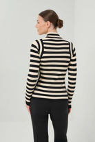 Linh Contour Stripe Knit Top - Black/Latte