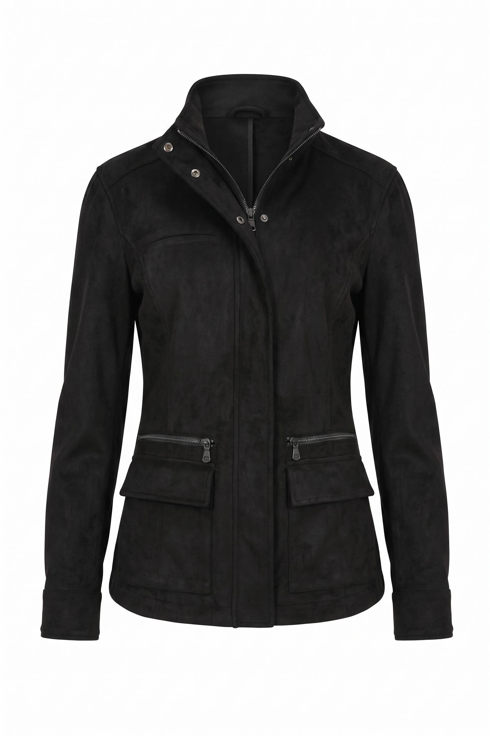 Kenya Faux Suede Safari Jacket - Black