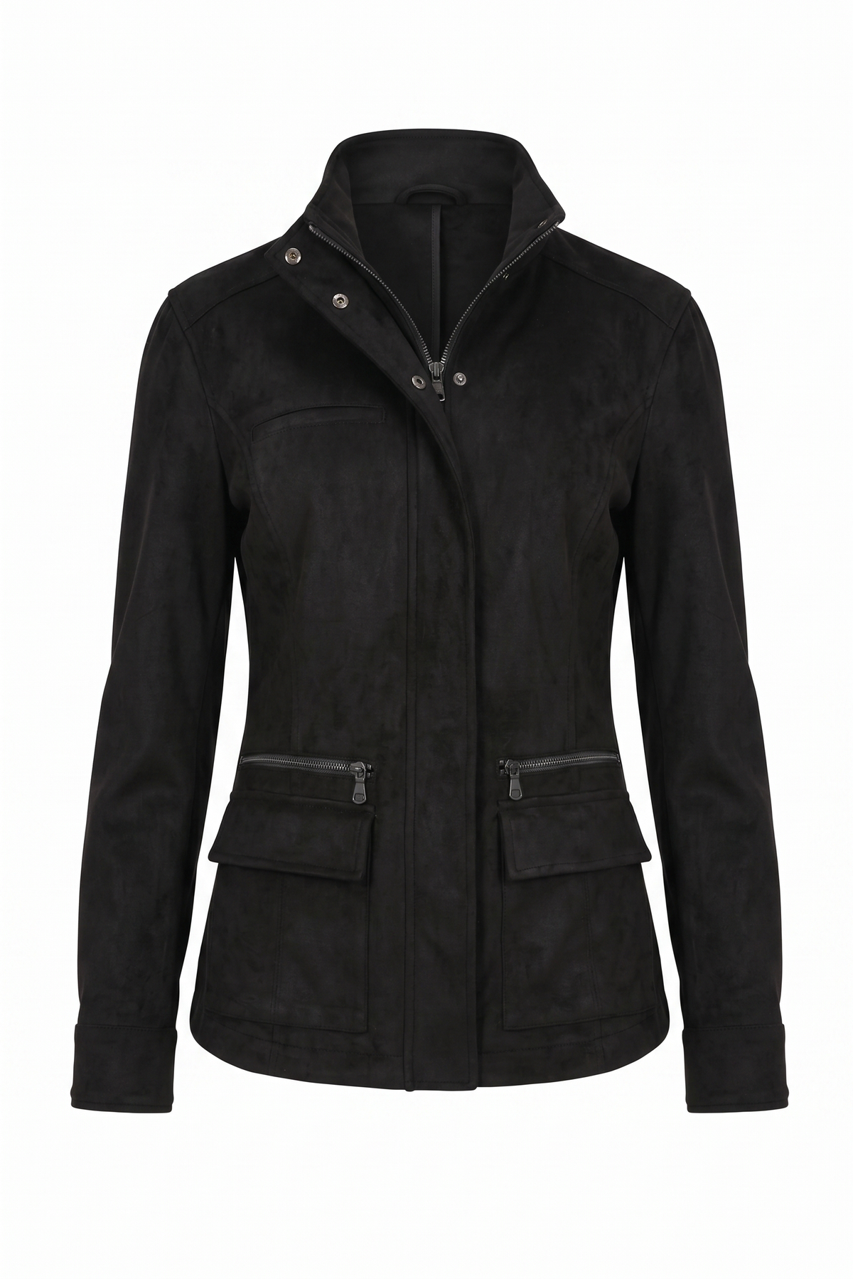 Kenya Faux Suede Safari Jacket - Black