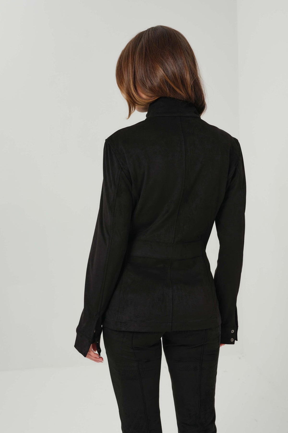 Kenya Faux Suede Safari Jacket - Black