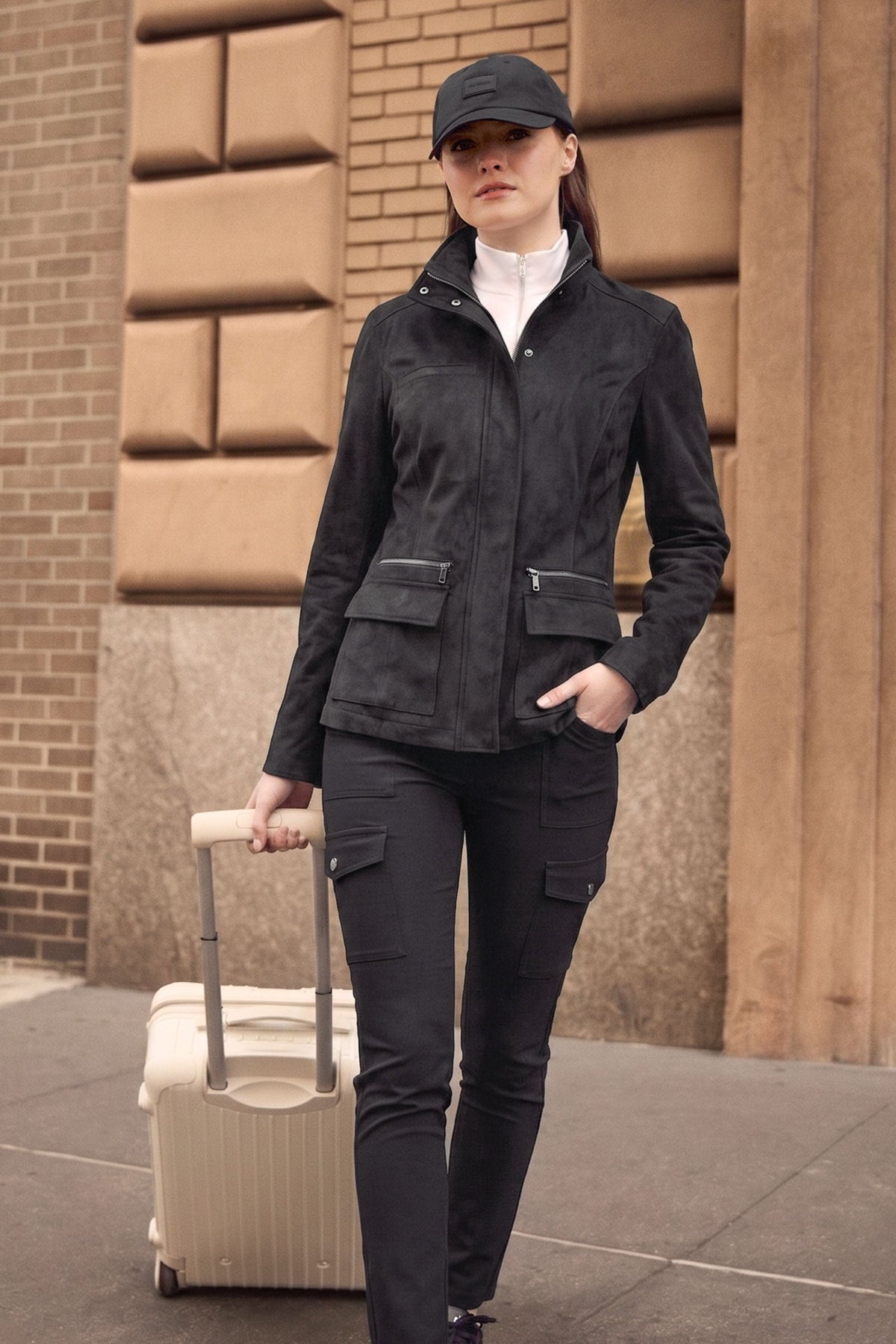 Kenya Faux Suede Safari Jacket - Black