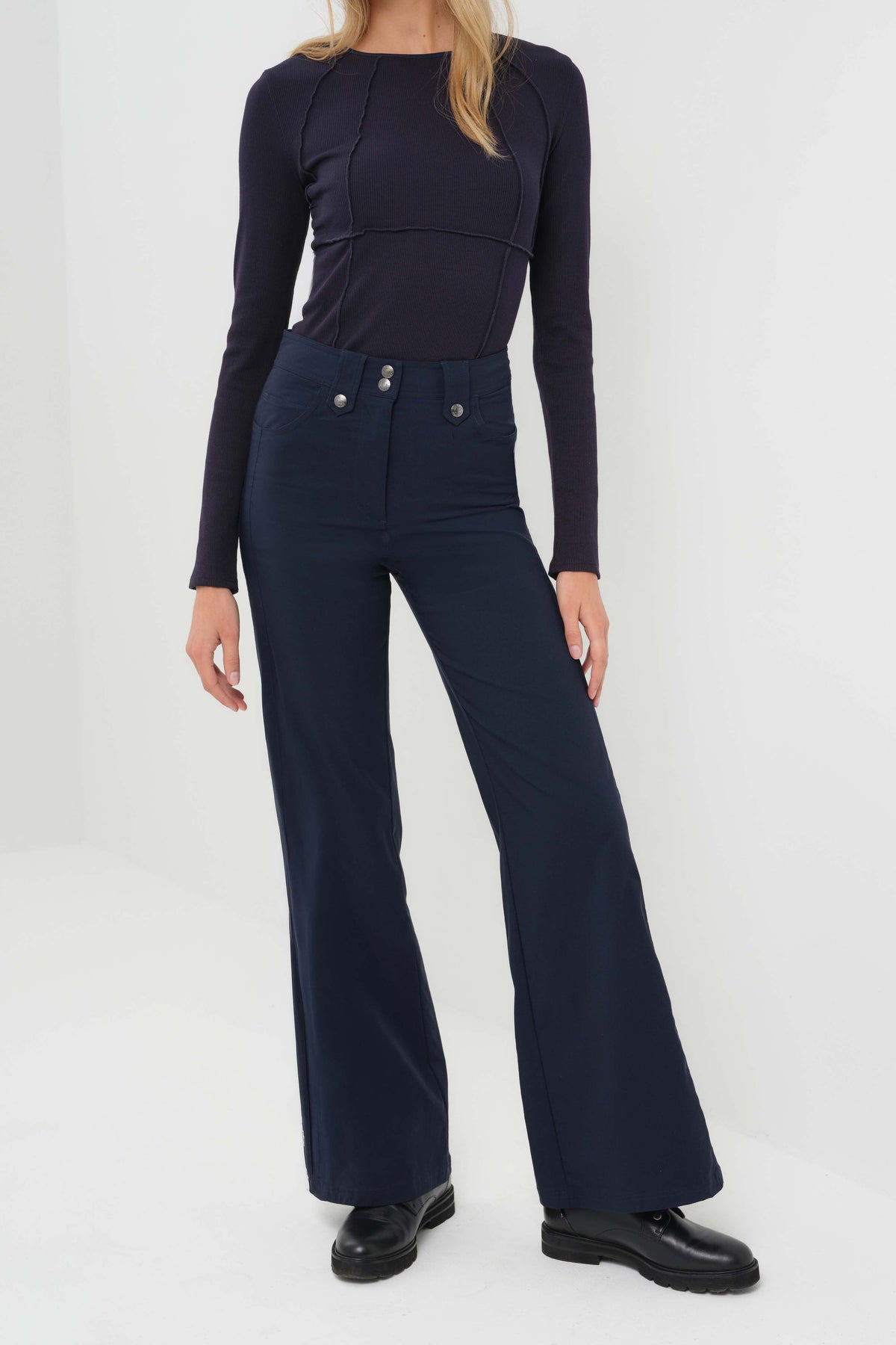 Harley Midweight Travel Wide Leg Pant - Navy