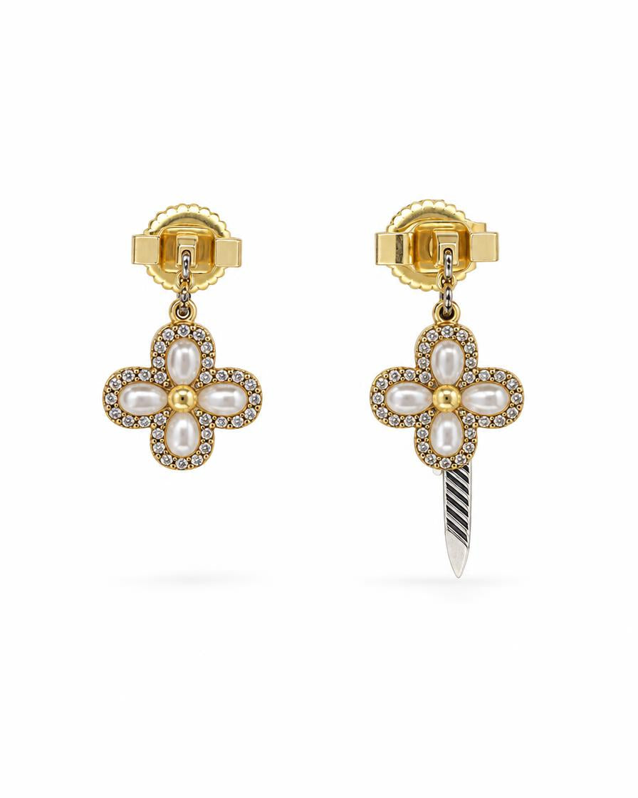 Blossoming Brilliance Hoop Earrings - Gold