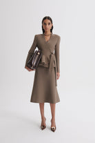 Crepe Knit Soft Hem Skirt - Army
