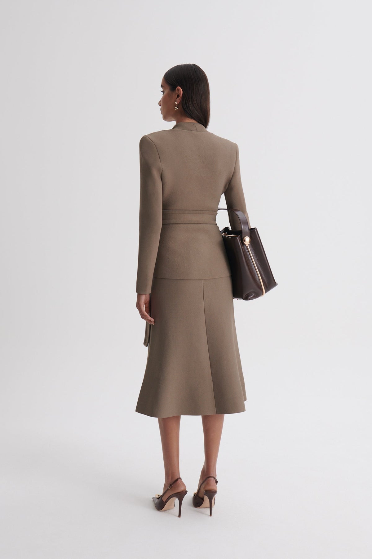 Crepe Knit Soft Hem Skirt - Army