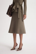 Crepe Knit Soft Hem Skirt - Army