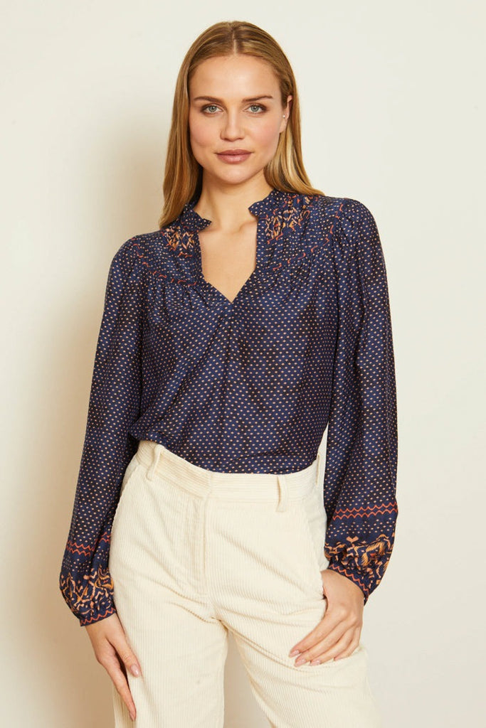 Solange Indigo Batik Top