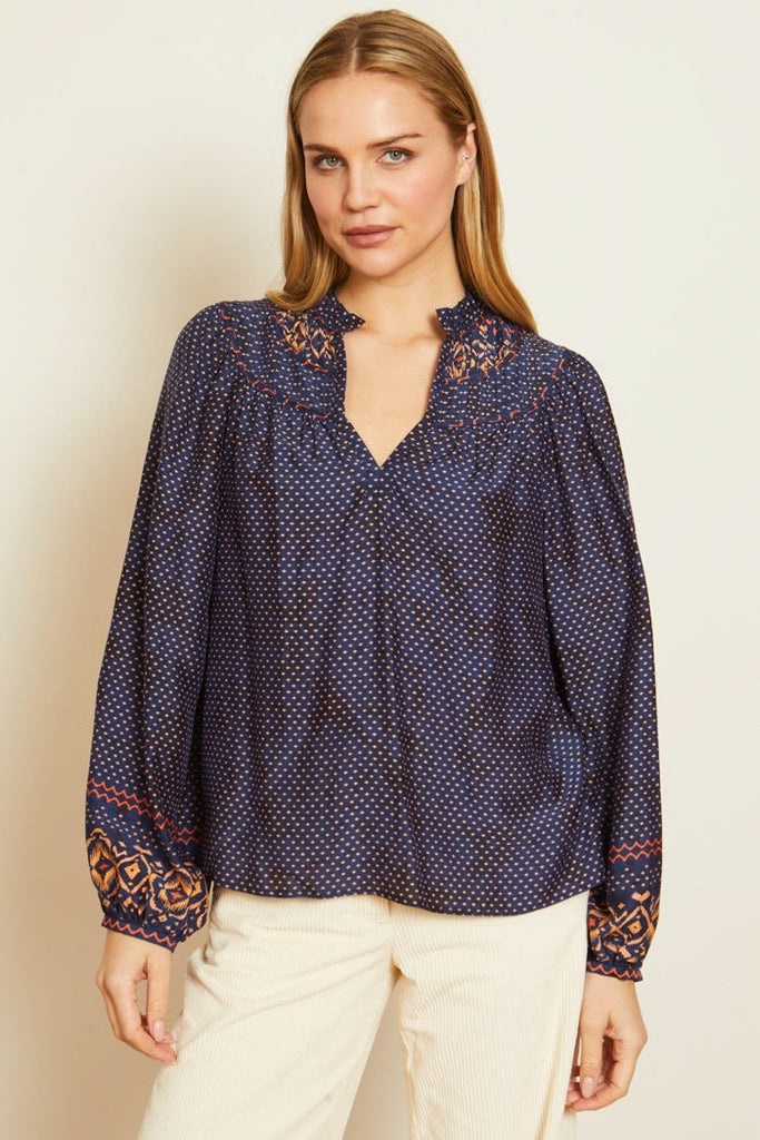 Solange Indigo Batik Top