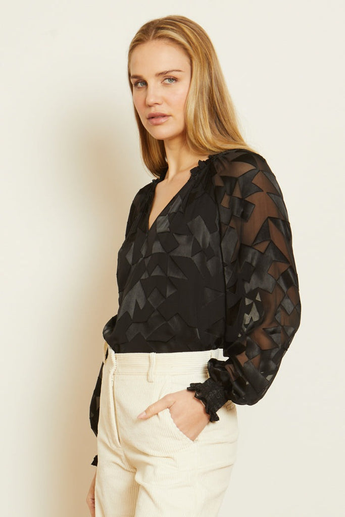 Miki Top - Black Geo Burnout