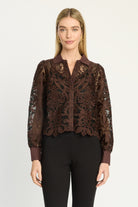 Emmie Top - Chocolate Brown/Black Lace