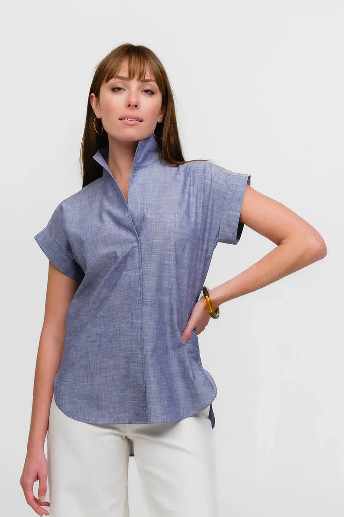 Denim Does The Country Club Cap Sleeve Shirt