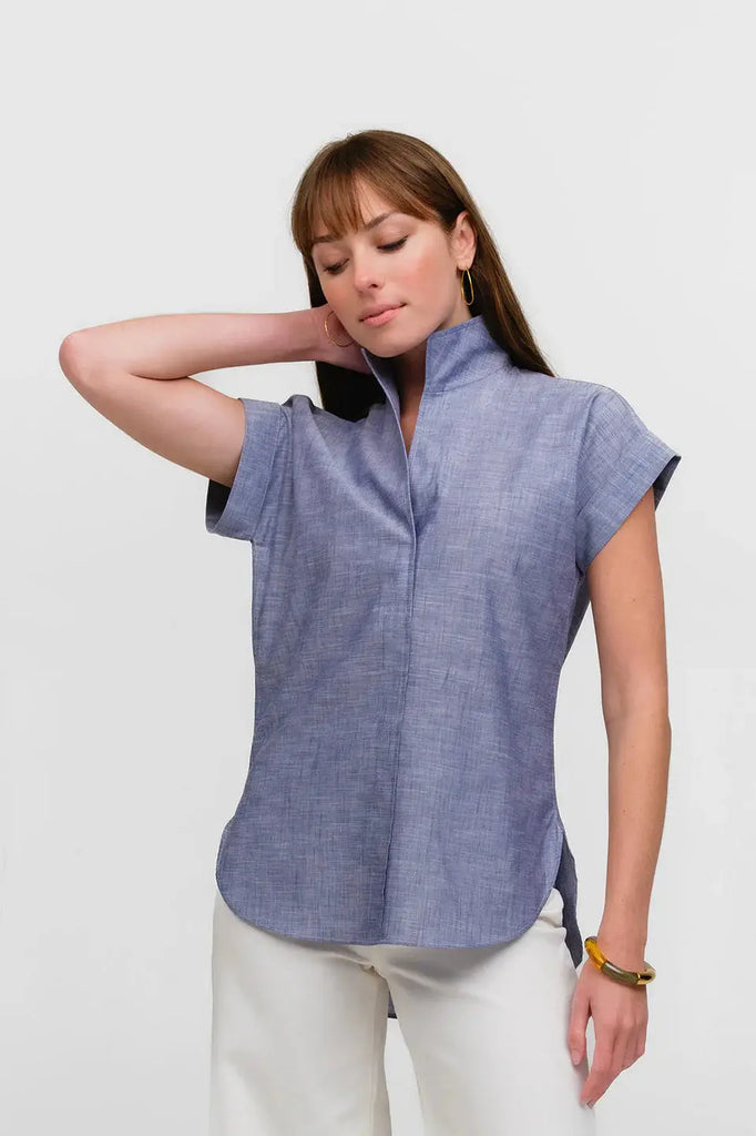 Denim Does The Country Club Cap Sleeve Shirt