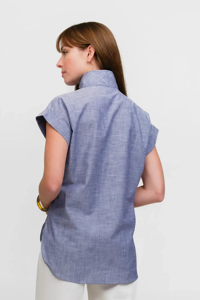 Denim Does The Country Club Cap Sleeve Shirt