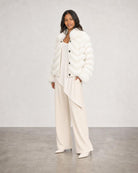 Silk Reversible Fur Bomber Jacket - Arctic White