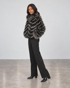 Silk Reversible Fur Bomber Jacket - Shadow Teal