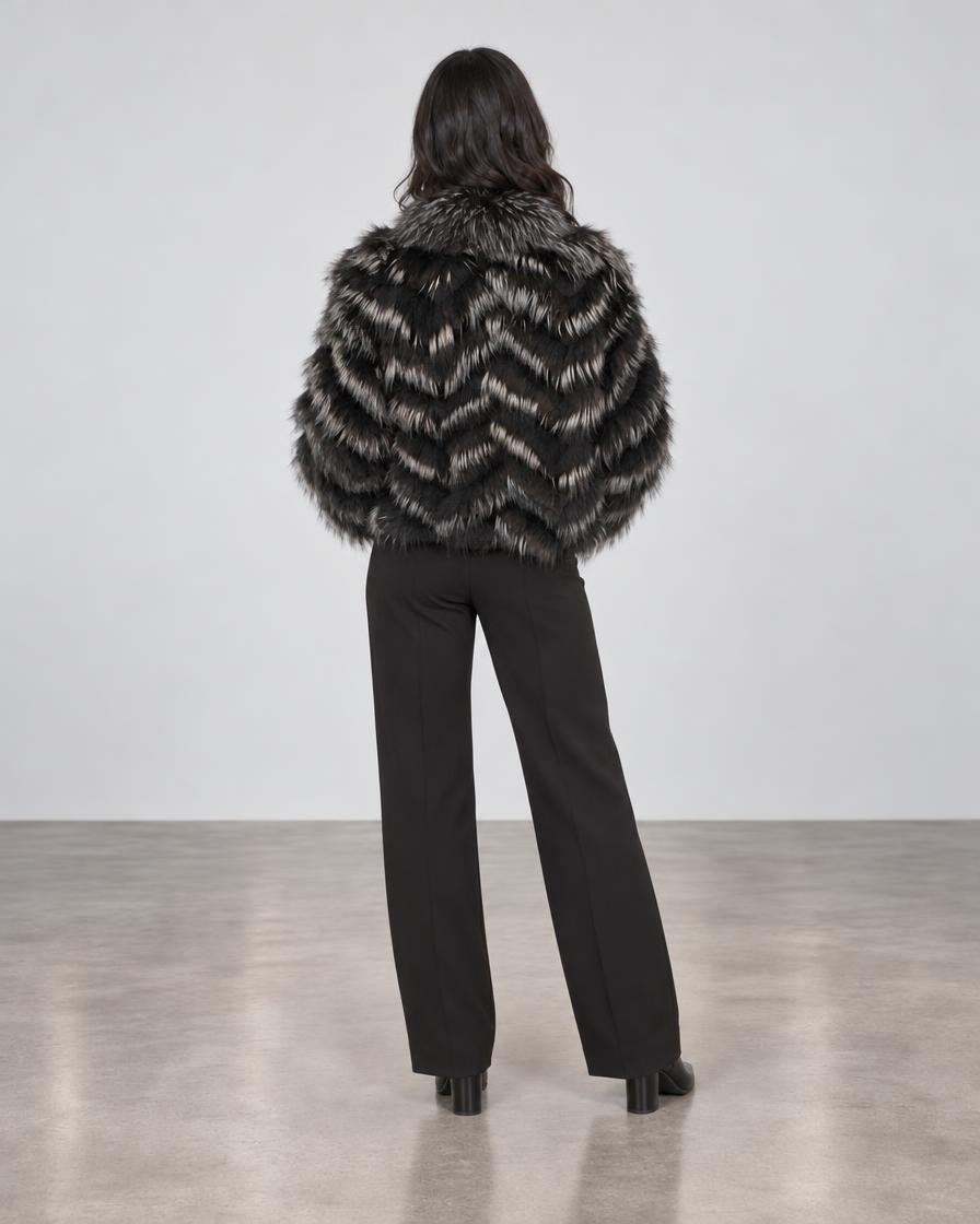 Silk Reversible Fur Bomber Jacket - Shadow Teal