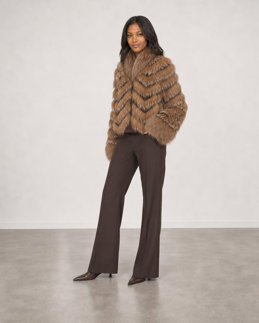 Silk Reversible Fur Bomber Jacket - Truffle Halo