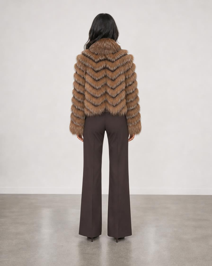 Silk Reversible Fur Bomber Jacket - Truffle Halo