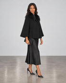 Diomi Tulip Cape with Fur - Black