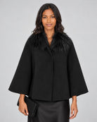 Diomi Tulip Cape with Fur - Black
