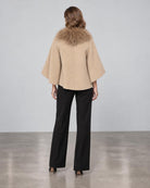 Diomi Tulip Cape with Fur - Irish Cream