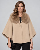 Diomi Tulip Cape with Fur - Irish Cream