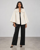 Diomi Tulip Cape with Fur - Off White