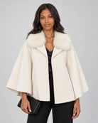 Diomi Tulip Cape with Fur - Off White