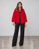 Diomi Tulip Cape with Fur - Rouge