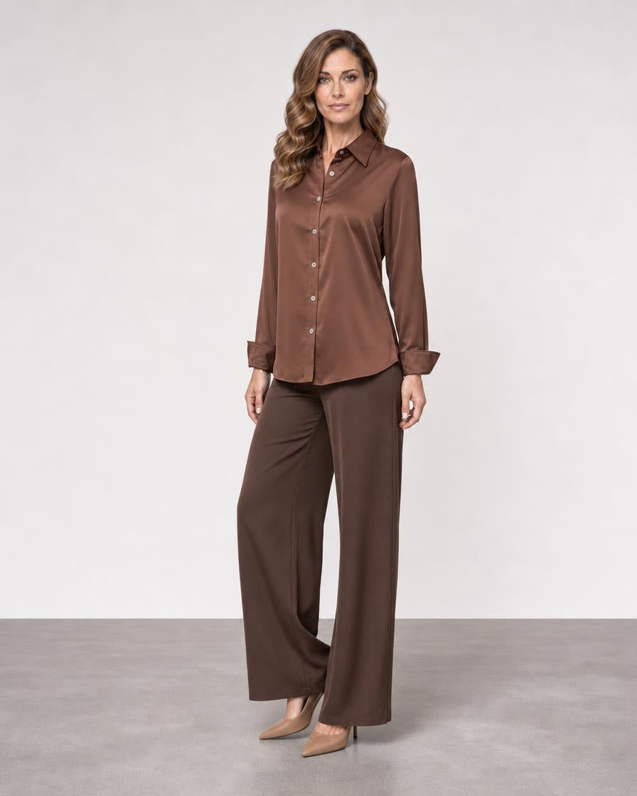Slim Fit Blouse - Chocolate