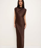 Astra Bias Mock Neck Dress - Molasses