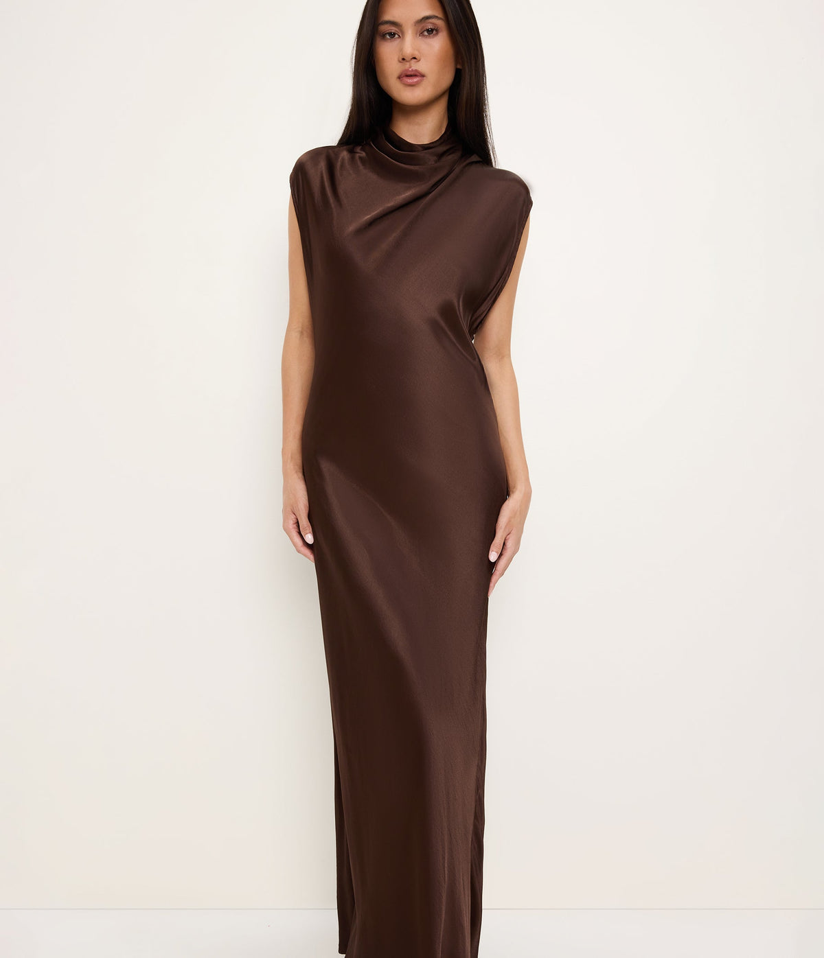 Astra Bias Mock Neck Dress - Molasses