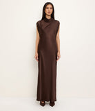Astra Bias Mock Neck Dress - Molasses