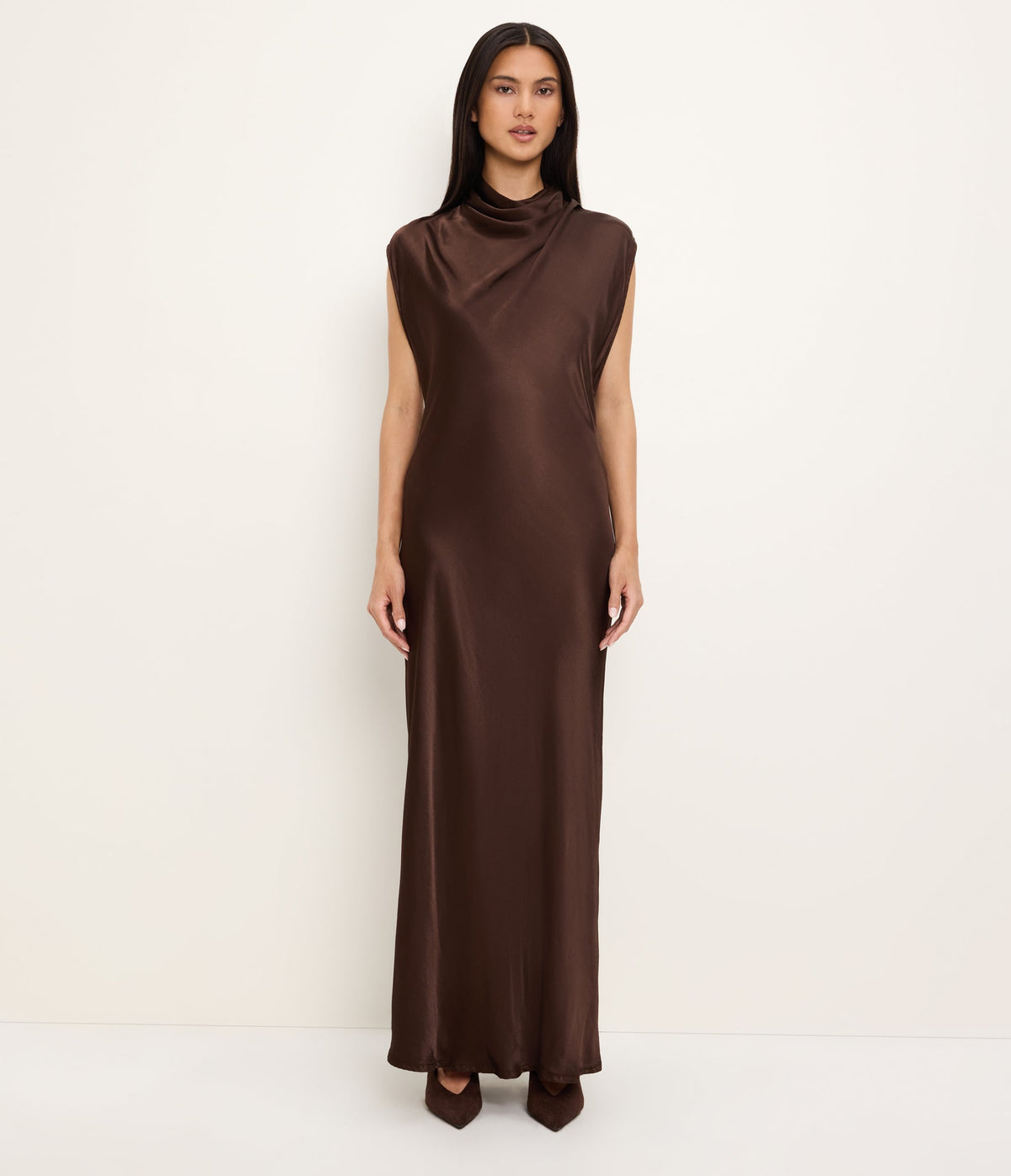 Astra Bias Mock Neck Dress - Molasses