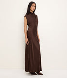 Astra Bias Mock Neck Dress - Molasses