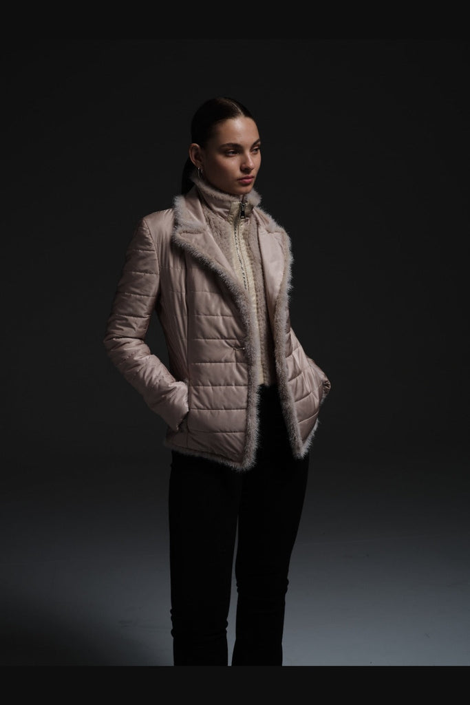 Nylon Jacket with Detachable Mink Bodice Cream