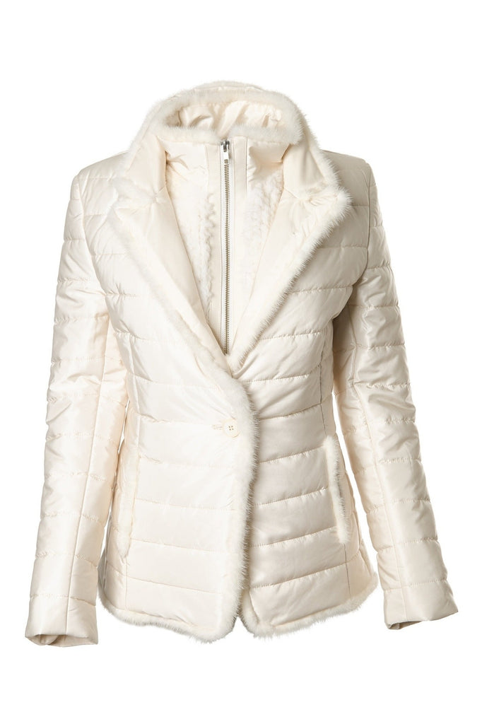 Nylon Jacket with Detachable Mink Bodice Ivory