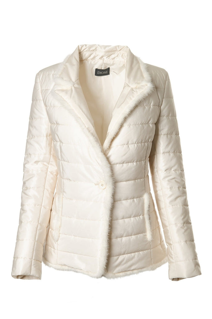 Nylon Jacket with Detachable Mink Bodice Ivory