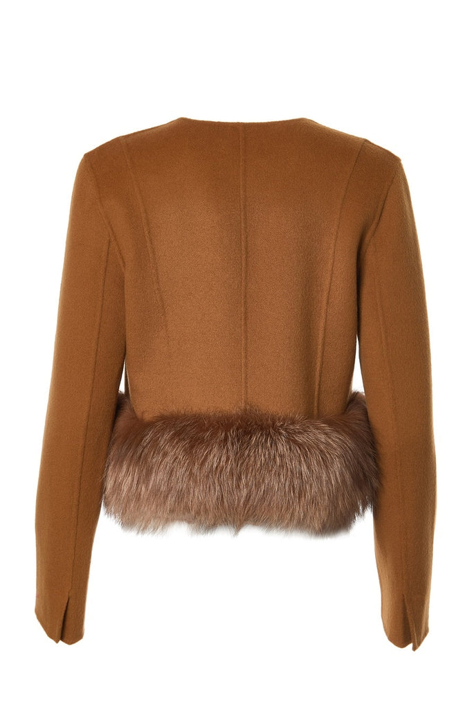 Cropped Wool Jacket With Fur Vicuna