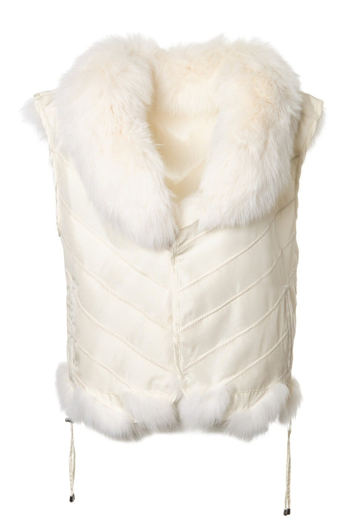 Silk Reversible Short Vest Soft Ivory