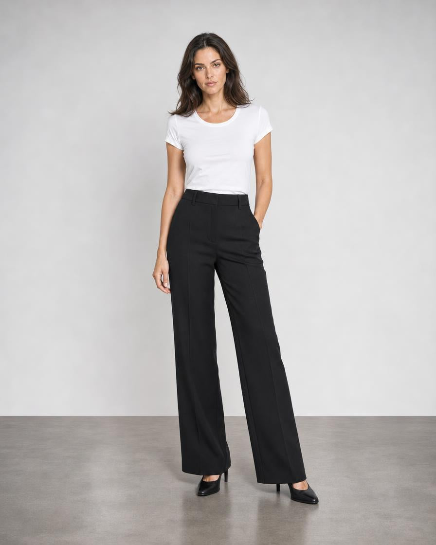 Pintuck Straight Leg Trouser - Black