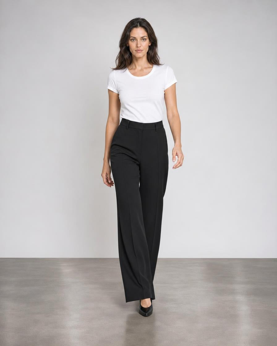 Pintuck Straight Leg Trouser - Black