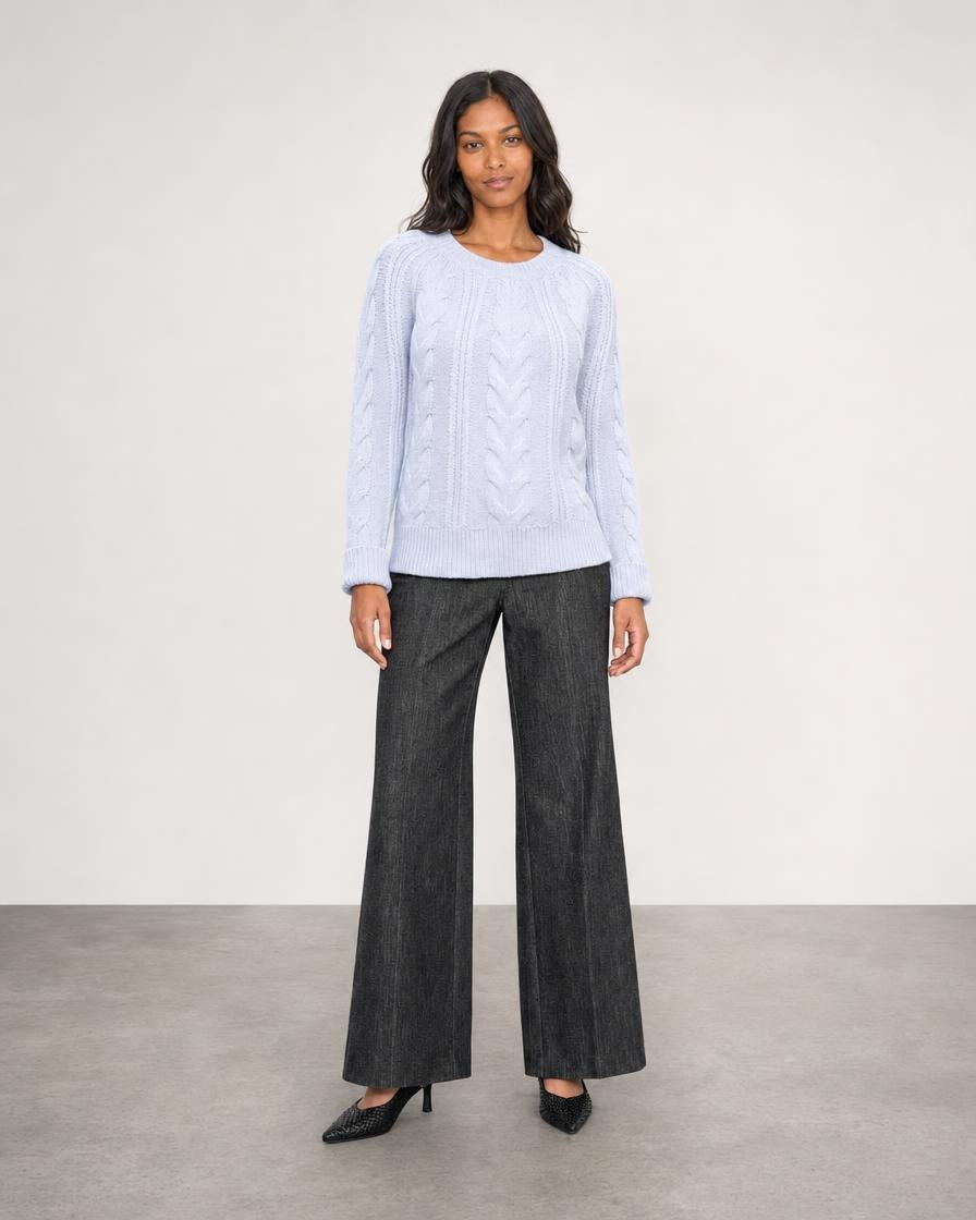 Crop Wide Leg Denim Pant - Charcoal