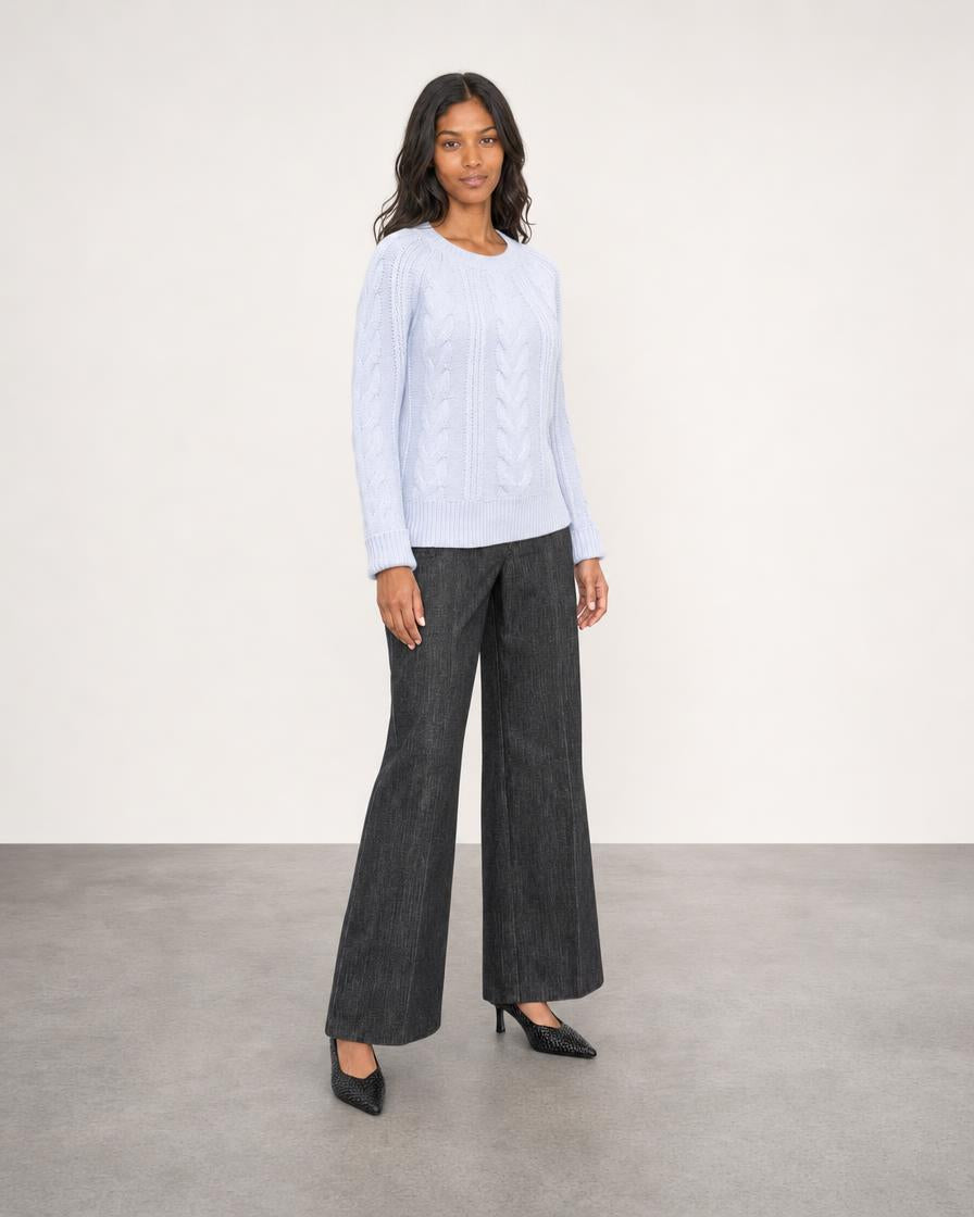 Crop Wide Leg Denim Pant - Charcoal