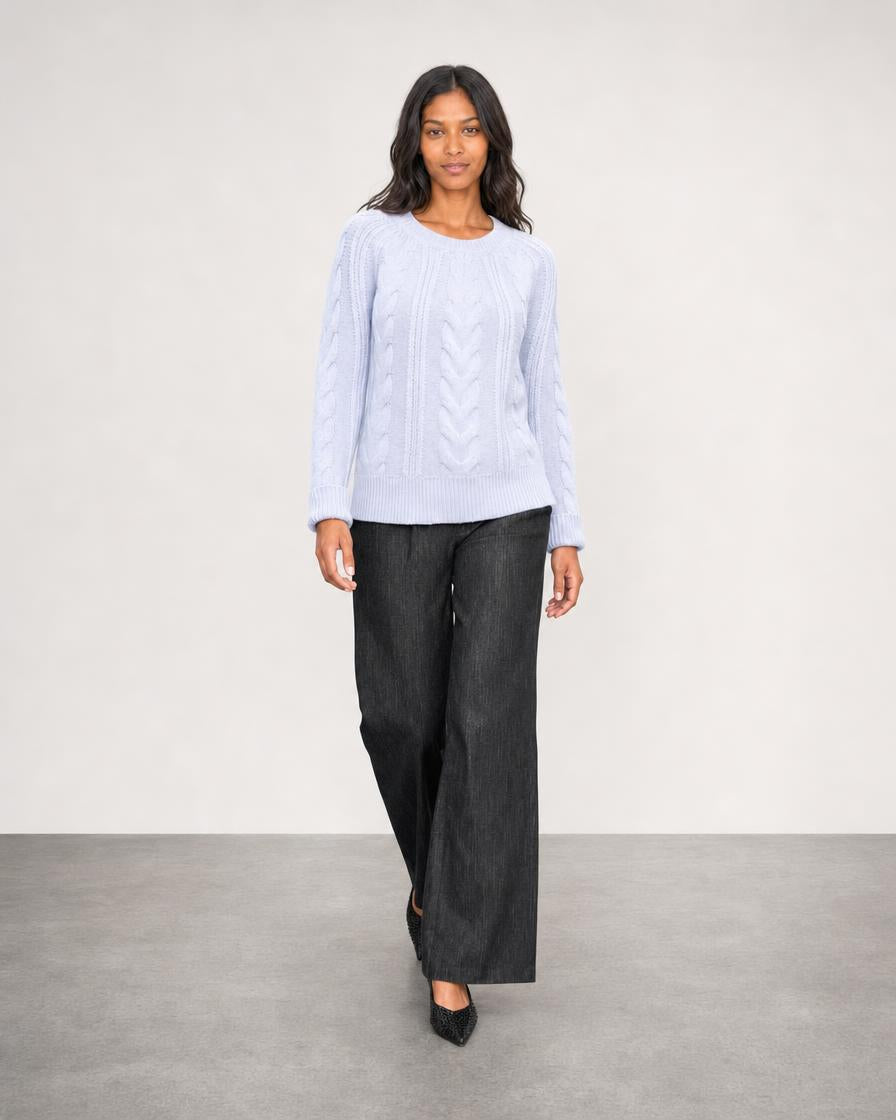 Crop Wide Leg Denim Pant - Charcoal