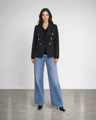 Crop Jacket with Rib Cuffs - Black