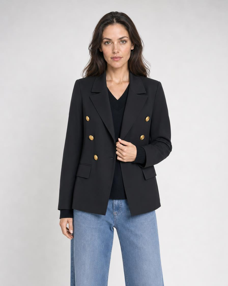Crop Jacket with Rib Cuffs - Black