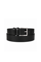 Genuine Leather Double Wrap Belt with Roller Buckle - Black